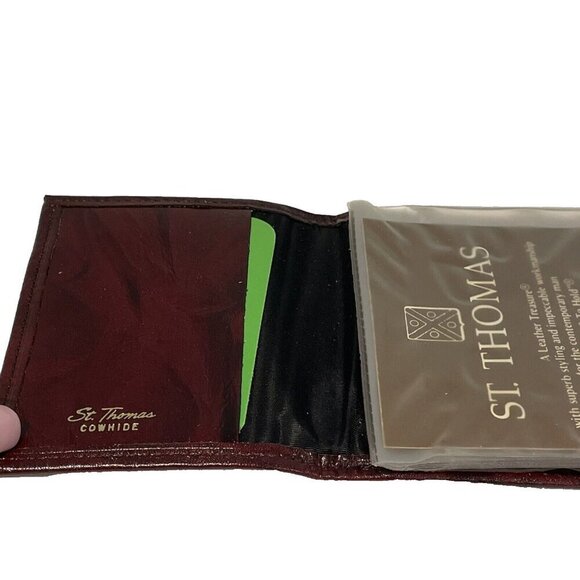 Vintage St. Thomas Men's Mahogany Card Case Wallet Mahogany Cowhide Leather 60s - Picture 6 of 10